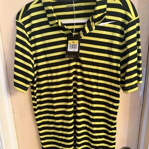 Nike Black and Yellow Striped Golf Polo